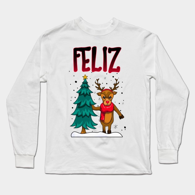 Funny Couple Matching Ugly Feliz Navidad Sweatshirts Long Sleeve T-Shirt by KsuAnn